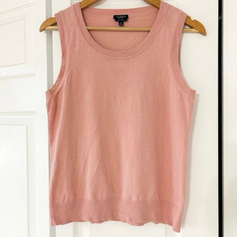 Talbots Pima Cotton Sleeveless Knit Tank Top Pink Women’s Size Medium EUC